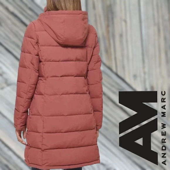 Andrew Marc | Hooded Long Stretch Parka | Terra Rose | NWT - Picture 4 of 8